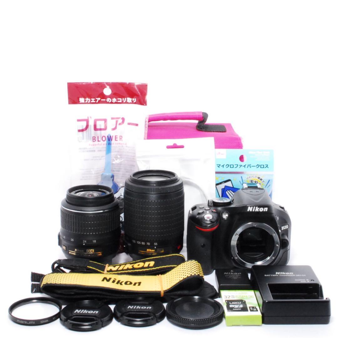 ❤️手ぶれ補正❤️Nikon D5200 Wレンズ❤️バリアングル液晶❤️一眼レフカメラ