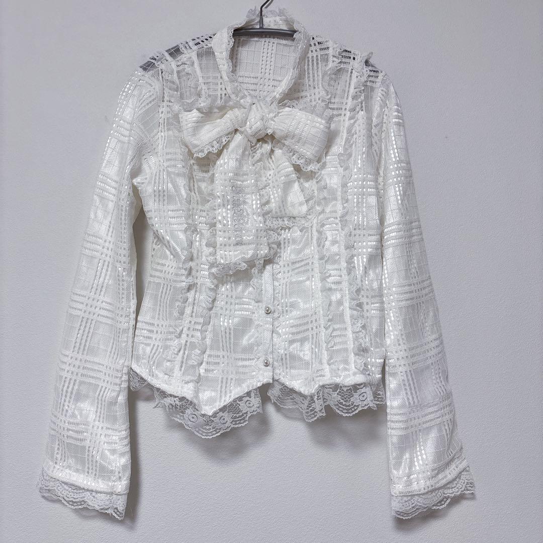 【ディムモアール】荊棘リボンタイブラウス ホワイト 新品未使用 DimMoire