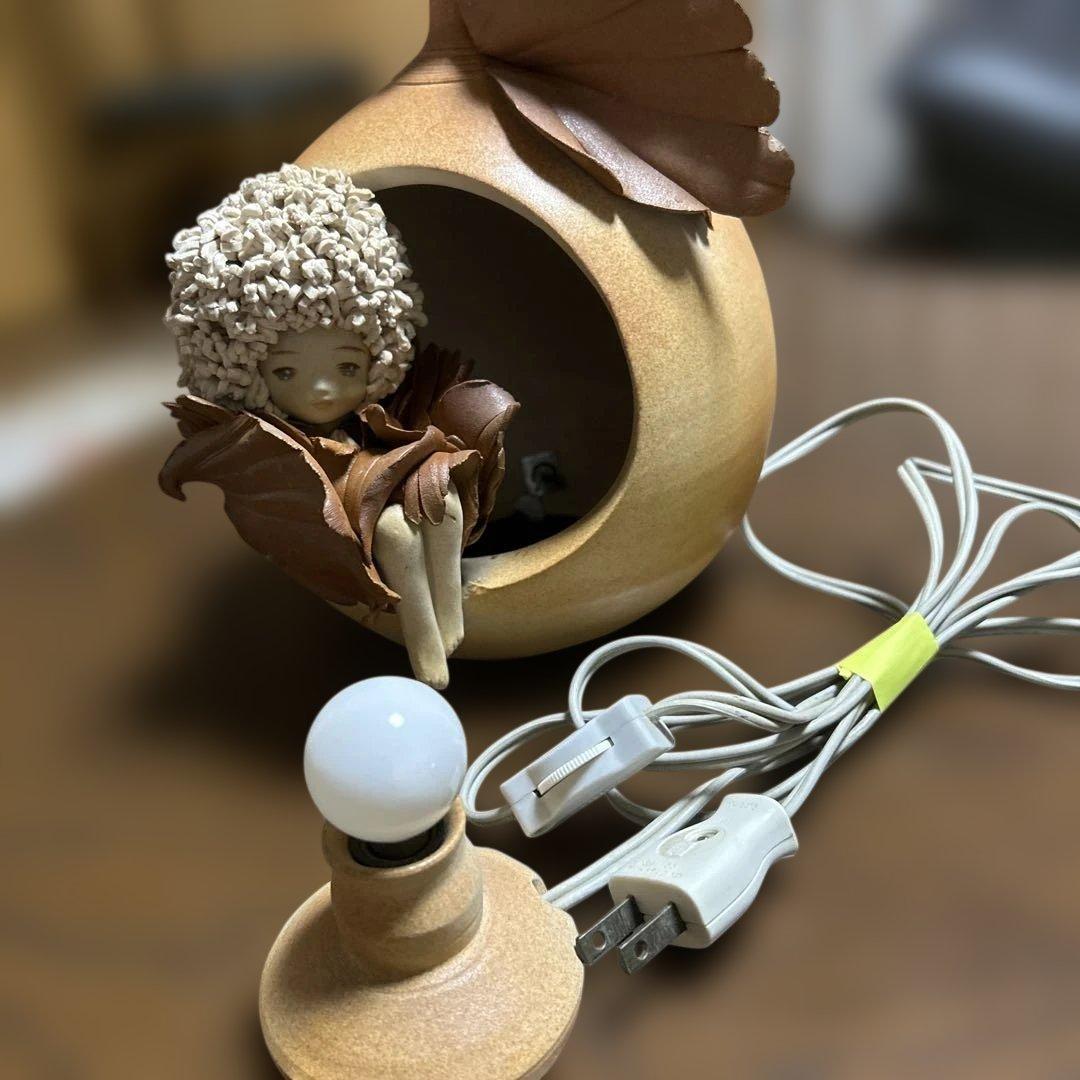昭和レトロ　陶器人形　ランプ 創作人形作家　竹内祥子作 「森の精」シリーズ
