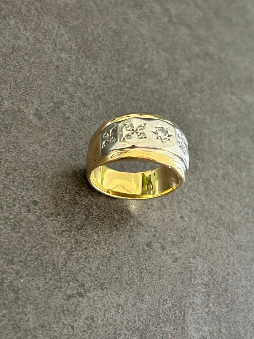 【coco】K18プラチナpt900ダイヤリング 13.5gメンズ指輪