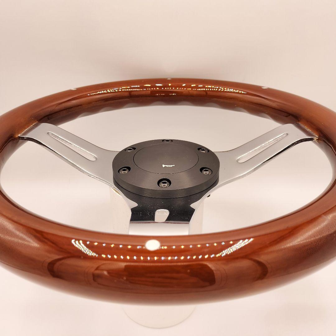 小径ステアリング 290mm ウッド シルバーピアス カスタムカー 社外 旧車
