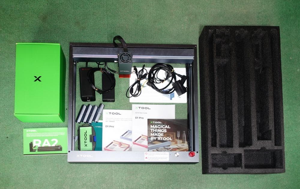 xTool D1 Pro 10Ｗレーザー彫刻機・RA2回転台・エアーポンプ