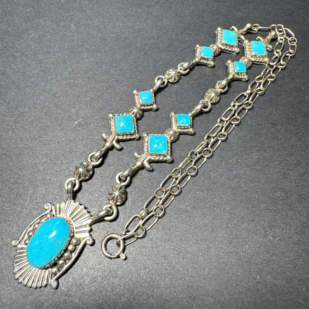 NAVAJO インディアンジュエリー R.B ネックレス ターコイズ 925