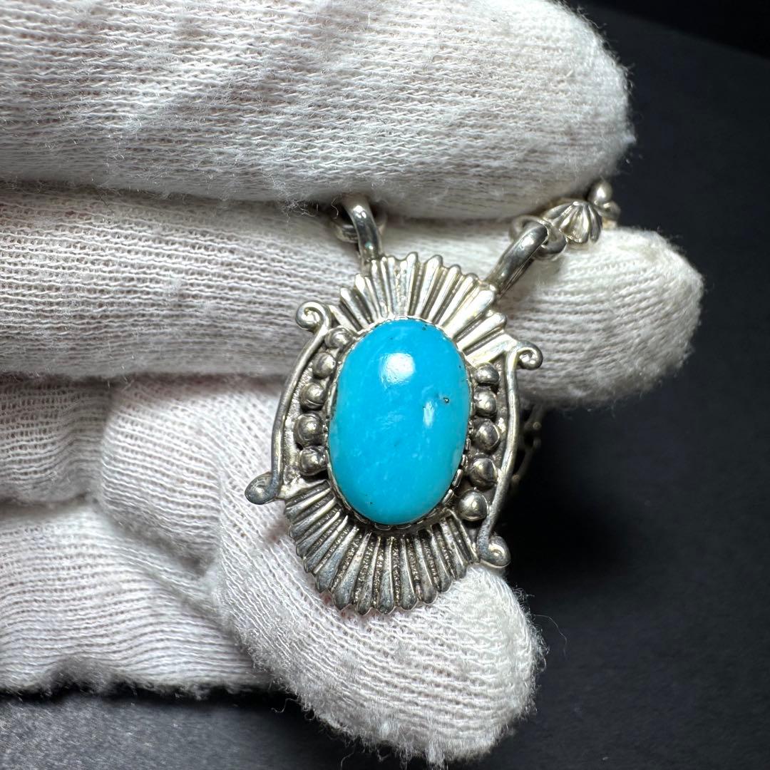 NAVAJO インディアンジュエリー R.B ネックレス ターコイズ 925