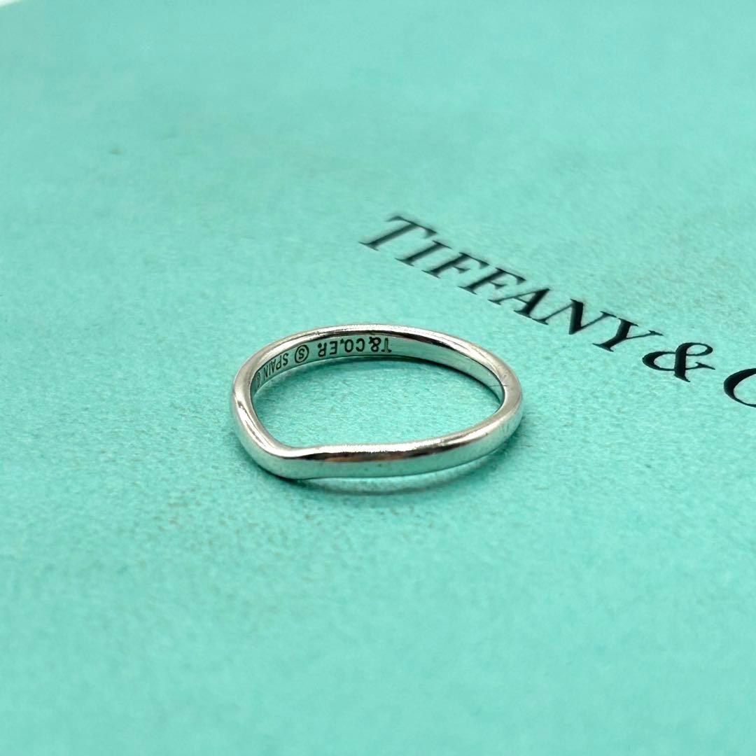 美品　ティファニー　カーブド　バンド　リング　10号　シルバー