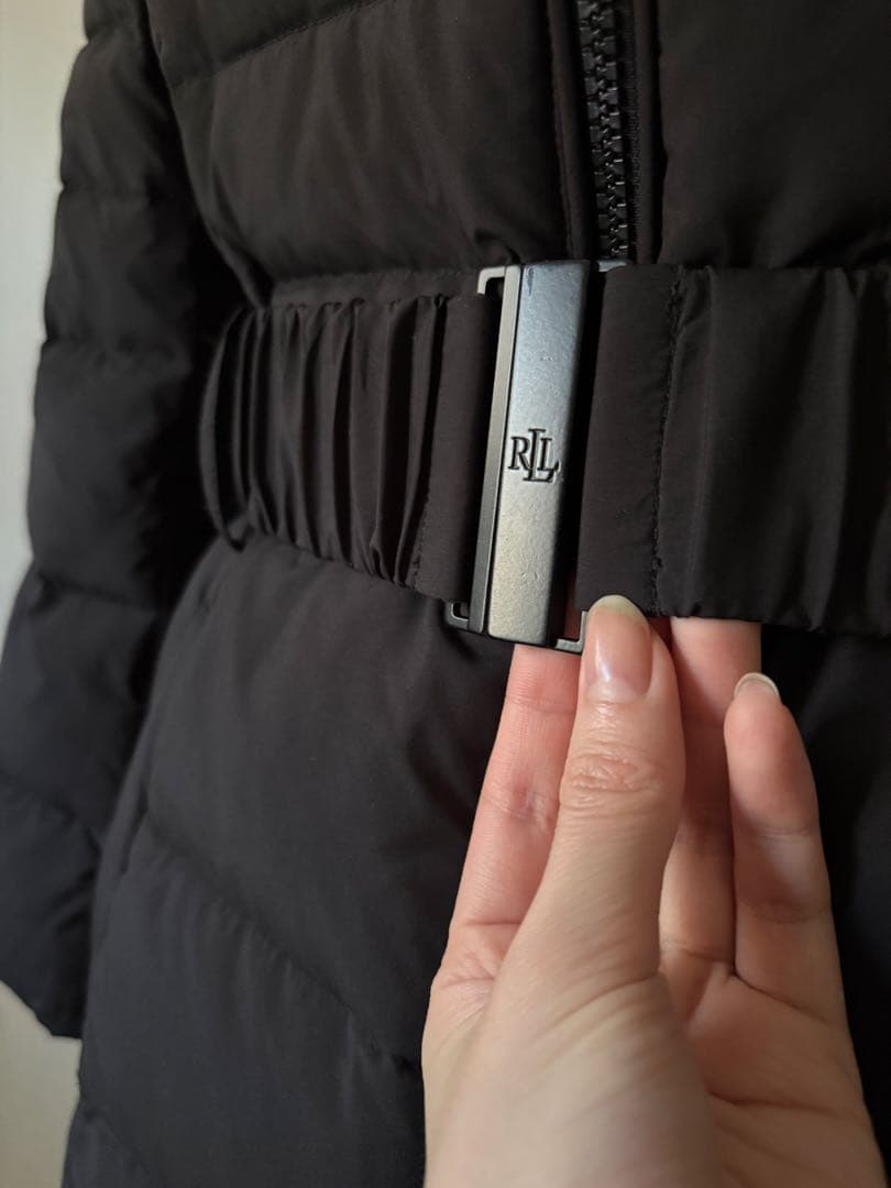 ローレンラルフローレン ダウンジャケット ベルト　黒　ブラック　ファー　フード