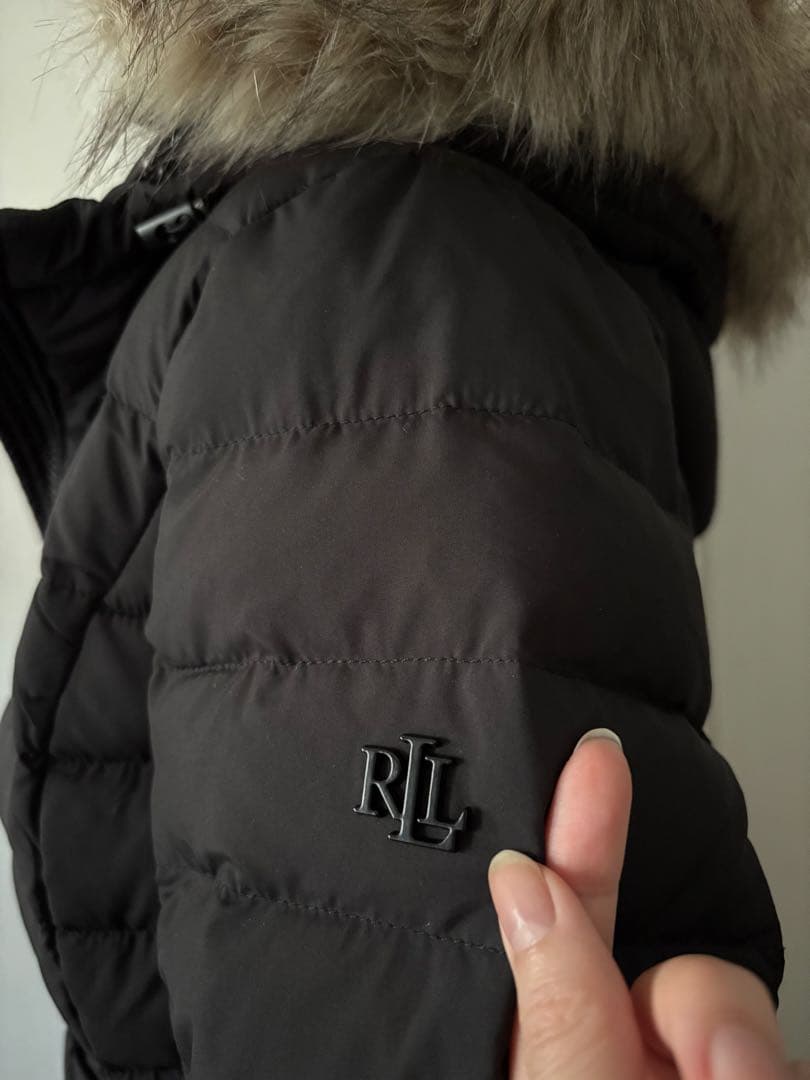 ローレンラルフローレン ダウンジャケット ベルト　黒　ブラック　ファー　フード