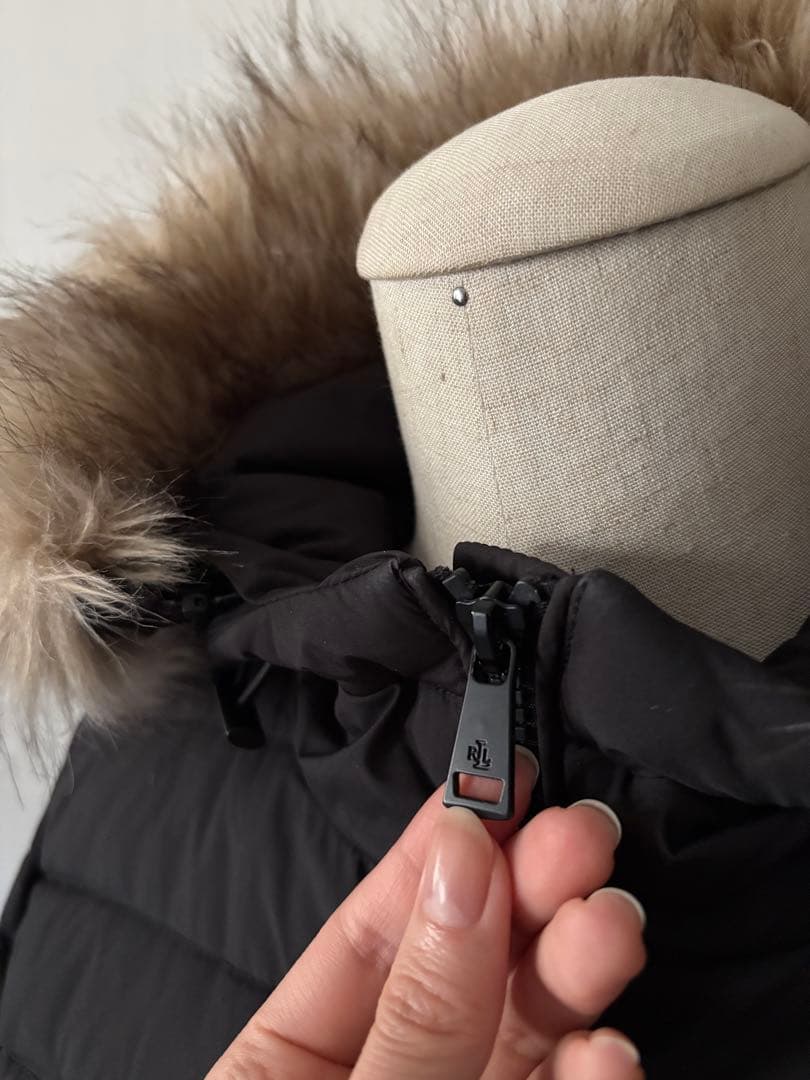 ローレンラルフローレン ダウンジャケット ベルト　黒　ブラック　ファー　フード