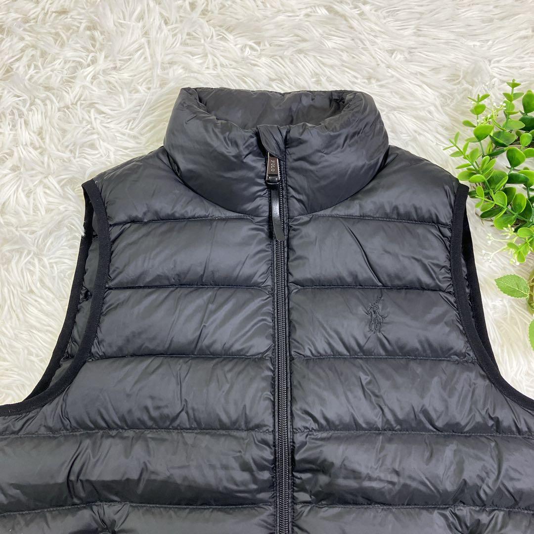 【美品】ポロラルフローレン ダウンベスト ブラック ポニーロゴ 刺繍 XS