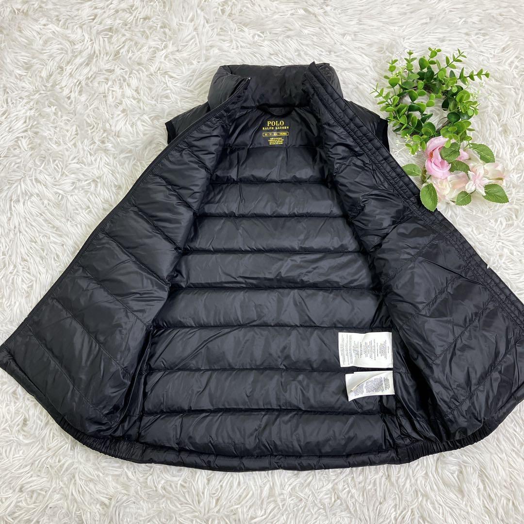 【美品】ポロラルフローレン ダウンベスト ブラック ポニーロゴ 刺繍 XS