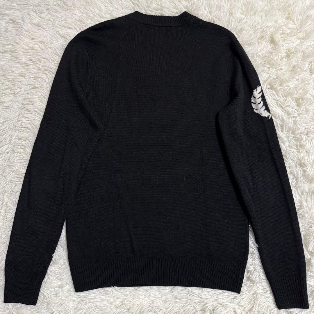 【美品】フレッドペリー クルーネックニット ブラック 月桂樹ロゴ Sサイズ