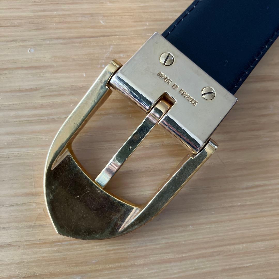 ルイ・ヴィトン ブラックレザーベルト ゴールドバックル