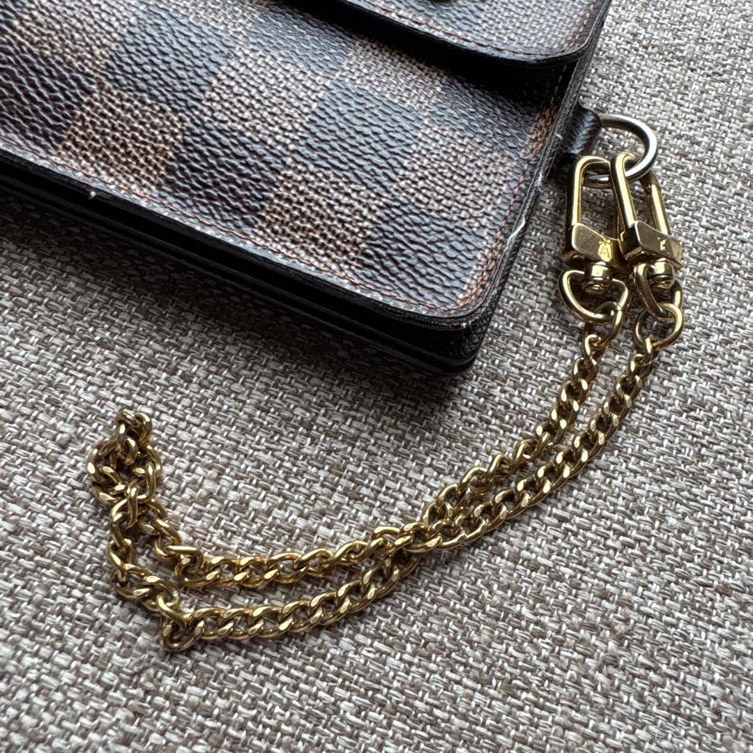 【専用】ダミエパターン 長財布 ゴールドチェーン付き