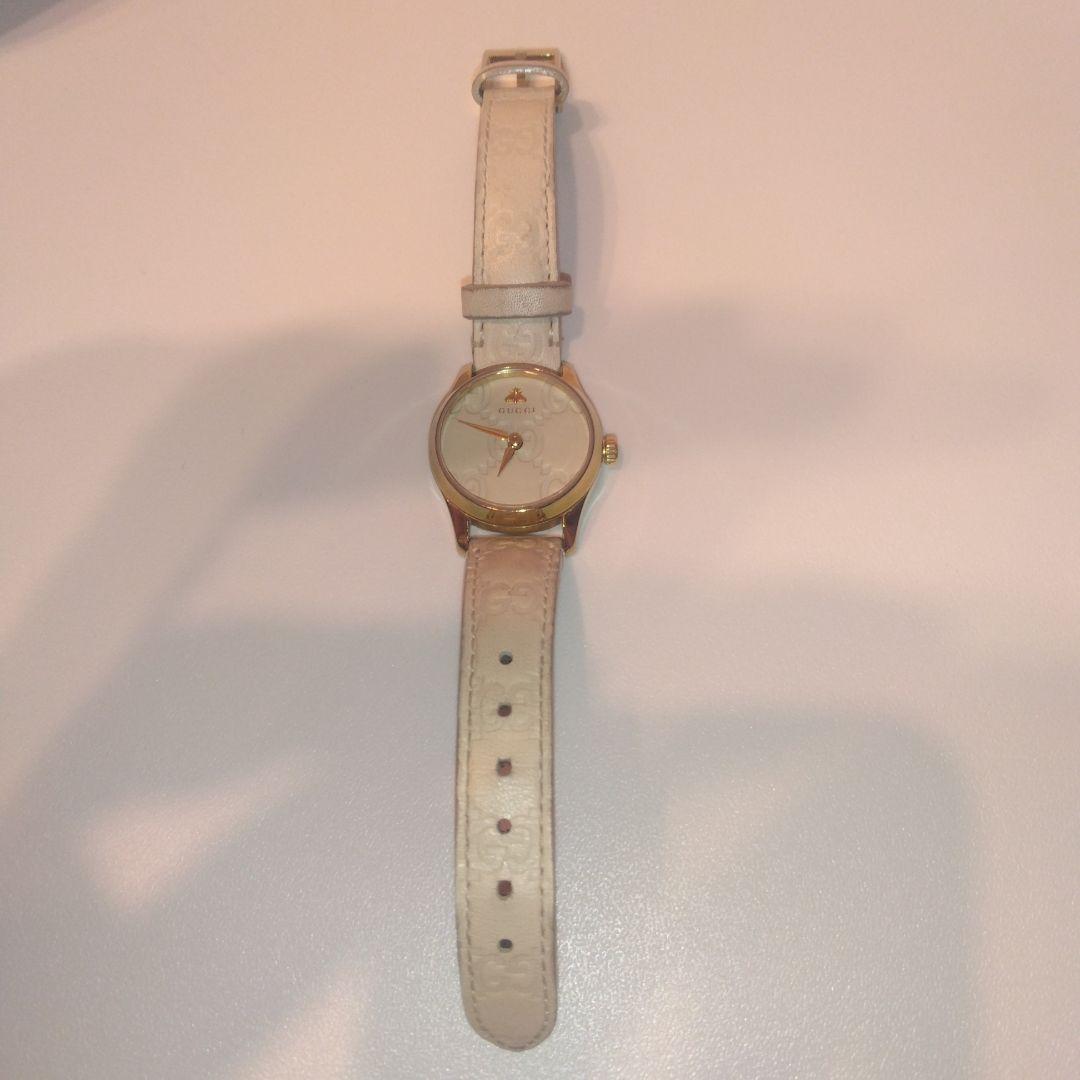 良品　GUCCI 126.5 Gタイムレス レディース腕時計 ホワイト ゴールド