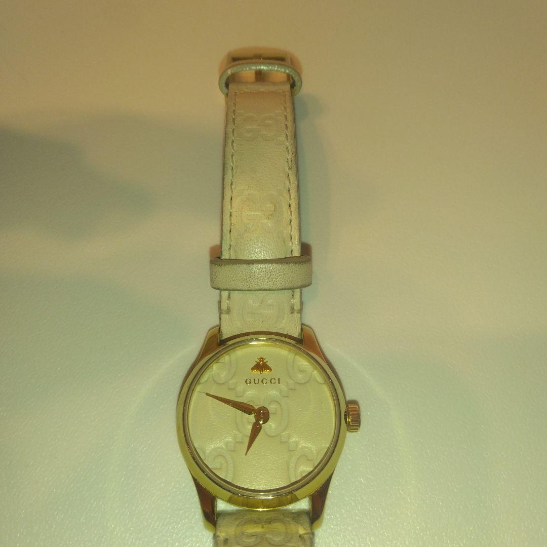 良品　GUCCI 126.5 Gタイムレス レディース腕時計 ホワイト ゴールド