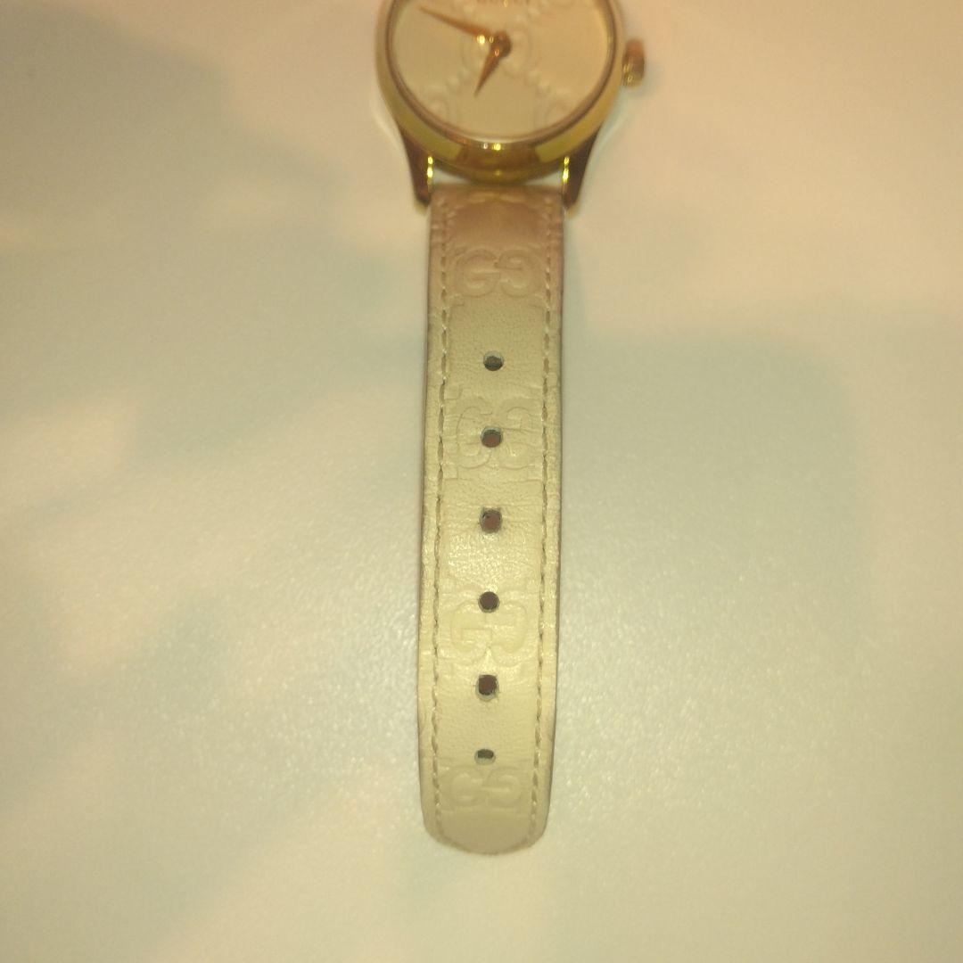 良品　GUCCI 126.5 Gタイムレス レディース腕時計 ホワイト ゴールド