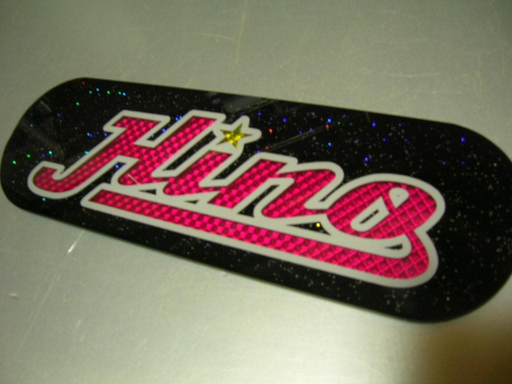 ◆日野バスマーク中アンドン小判板◆Hino改◆桃☆黄ラメ◆トラック野郎◆当時物◆