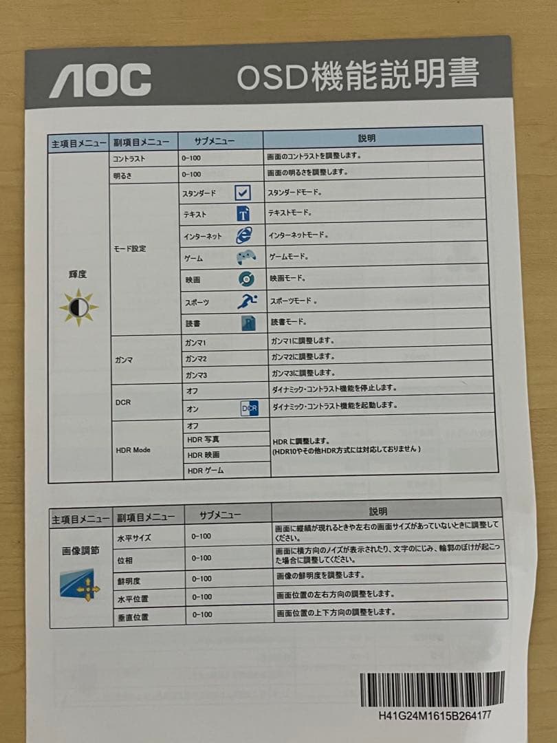 AOC ゲーミングモニター 24G2SPE/11 (23.8インチ165Hz