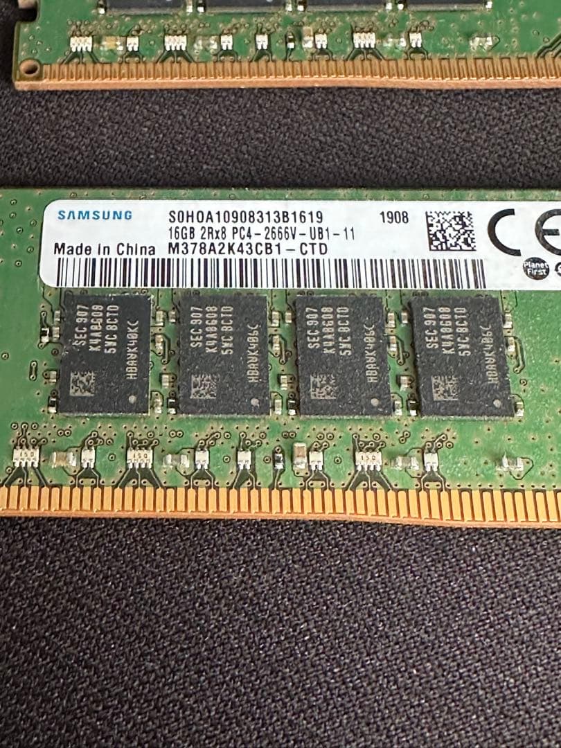 SAMSUNGDDR4 16GB×2 PC4-2666デスクトップメモリ　動作品