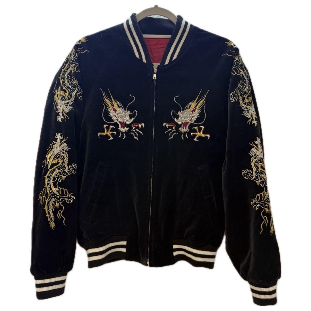 古着 横須賀 ヨコスカ 刺繍 別珍 スカジャン FREEサイズ　ポリエステル