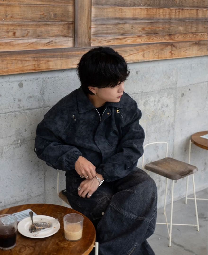 YOLO ブラック　ウォッシュ加工ジャケット