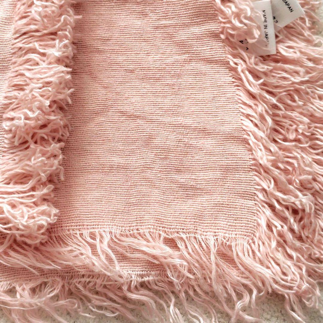 美品✨️ASAUCE MELER　大判ストール　フリンジ　リネン100％　ピンク