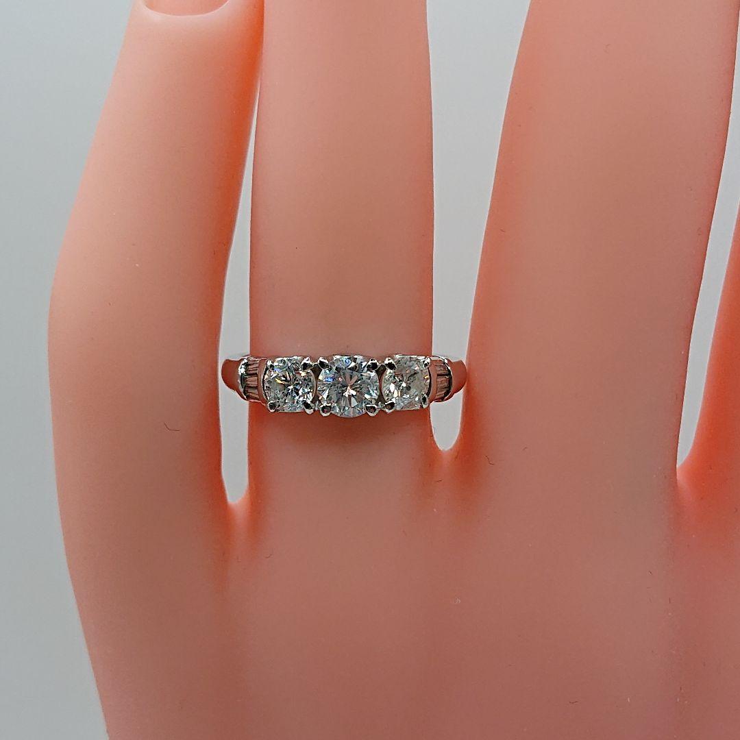 tacoable1カラット3粒天然ダイヤモンドリング テーパー付Pt900