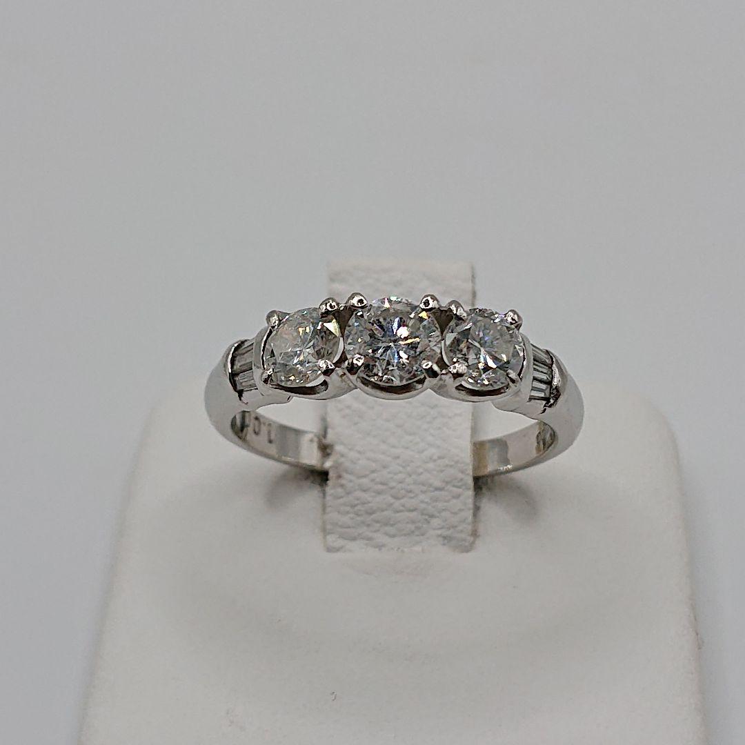 tacoable1カラット3粒天然ダイヤモンドリング テーパー付Pt900