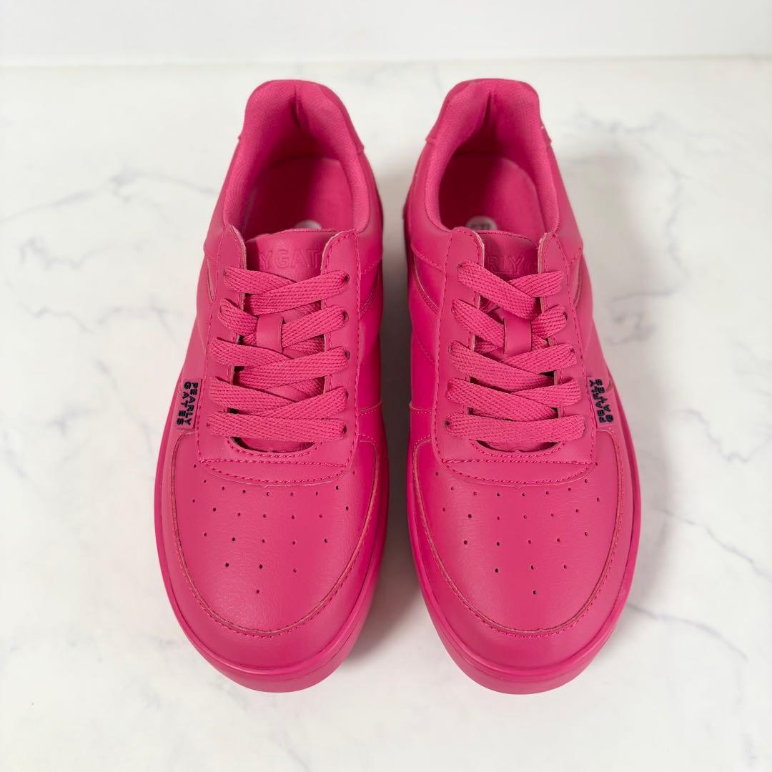 未使用 パーリーゲイツ 22.5 ゴルフシューズ レザー ロゴ ピンク