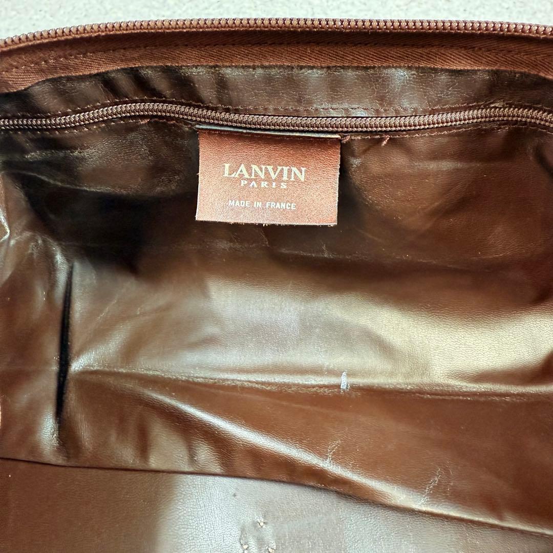 【レア】大容量　ランバン　LANVIN モノグラム　ボストンバッグ　ブラウン