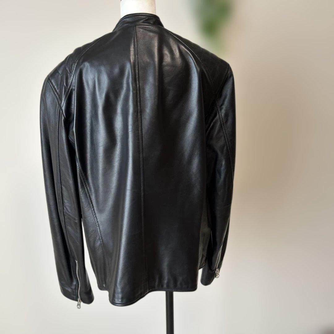メンズ　黒 レザー ライダースジャケット