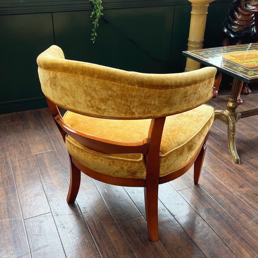 k210r124 ビンテージイエロー ベルベットのタブチェア サロンチェア 4脚