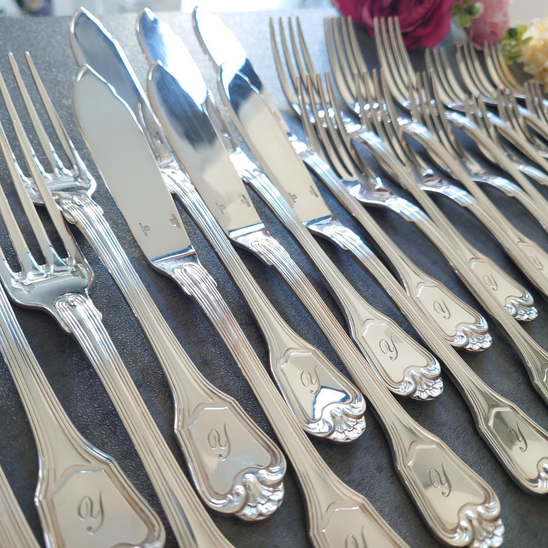 クリストフル ポートロイヤル54点ローマ字入り+ブールカトラリーレスト6点