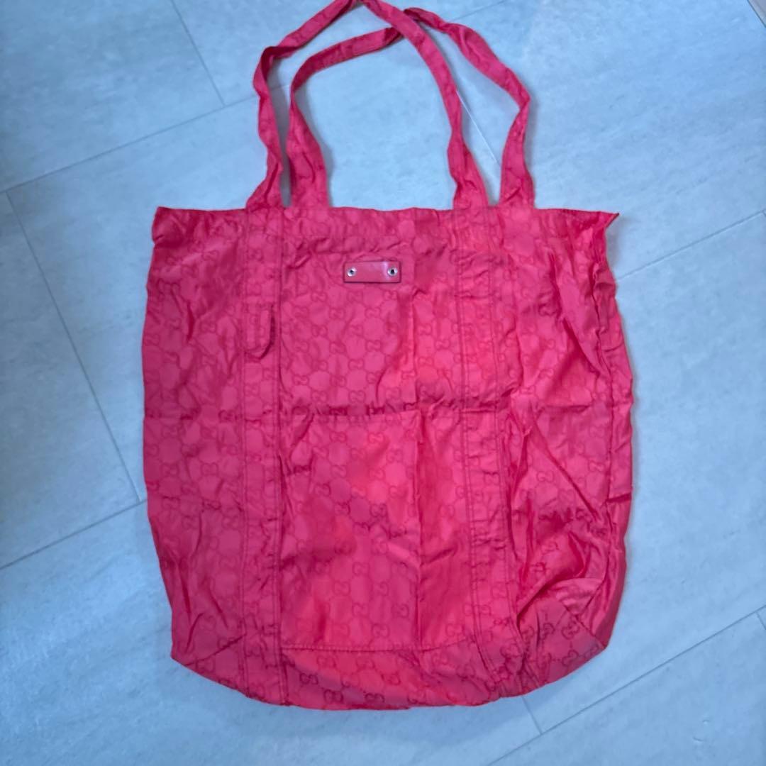 GUCCI グッチ エコバッグ テディベア トートバッグ ナイロン GG柄ピンク