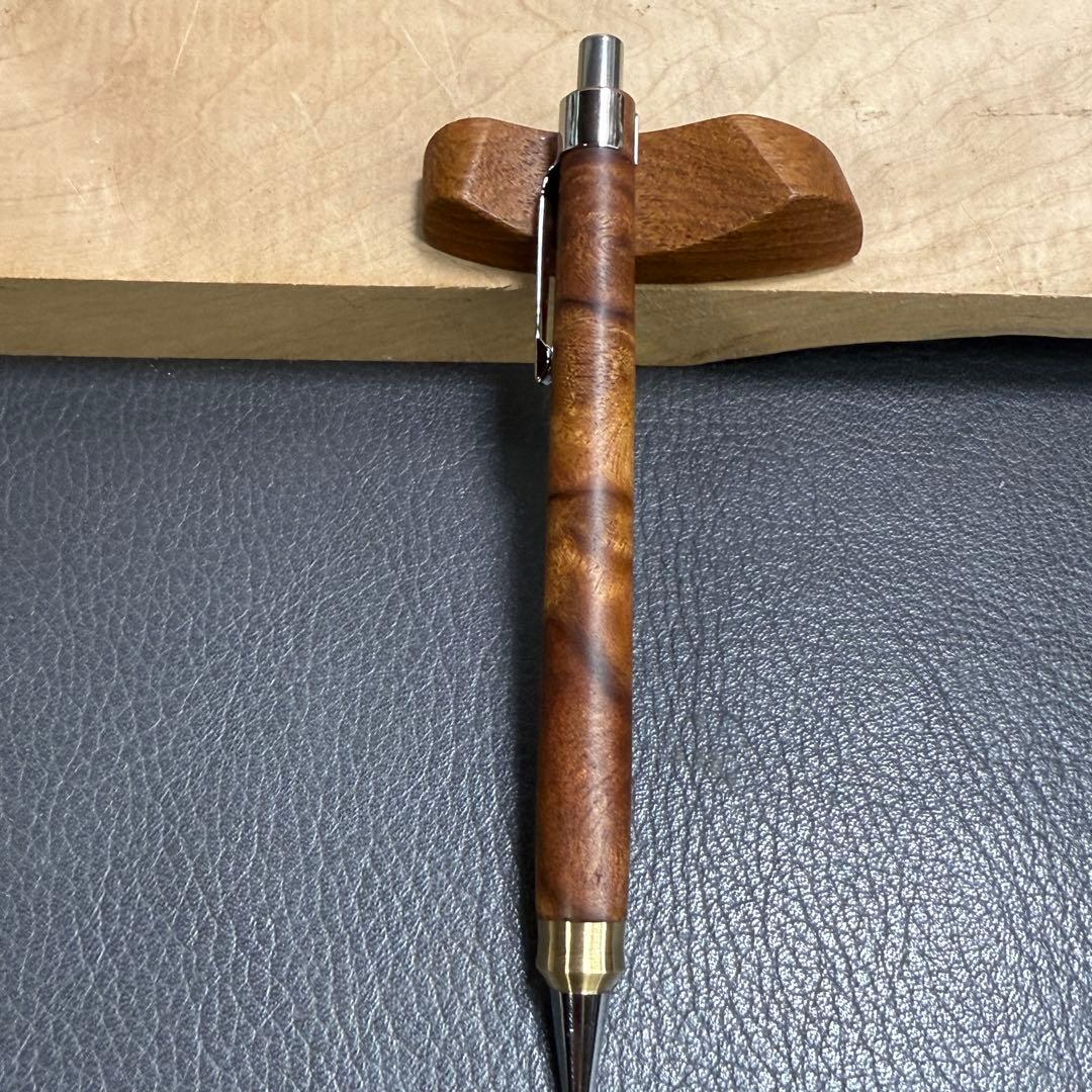195台湾樟変わり杢　木製シャーペン　強低重心ダブルR 真鍮