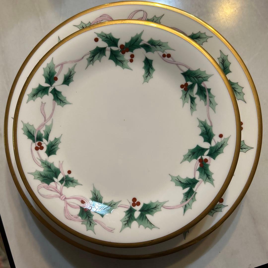 クリスマスプレートセット ヒイラギデザイン　大27.５cm中21cm 10枚