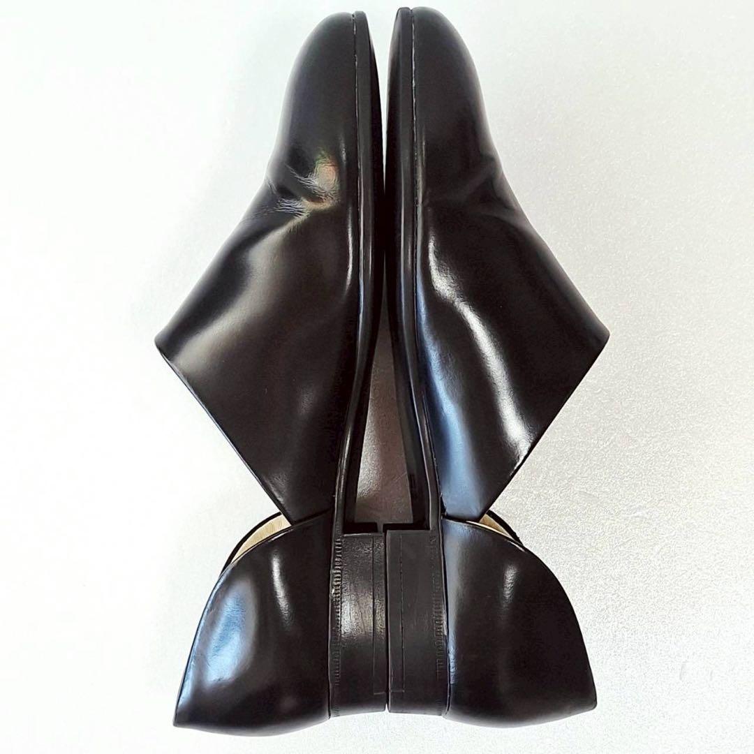 B2080【美品】ハルタ spock レザーローファー 25.5 EE 黒