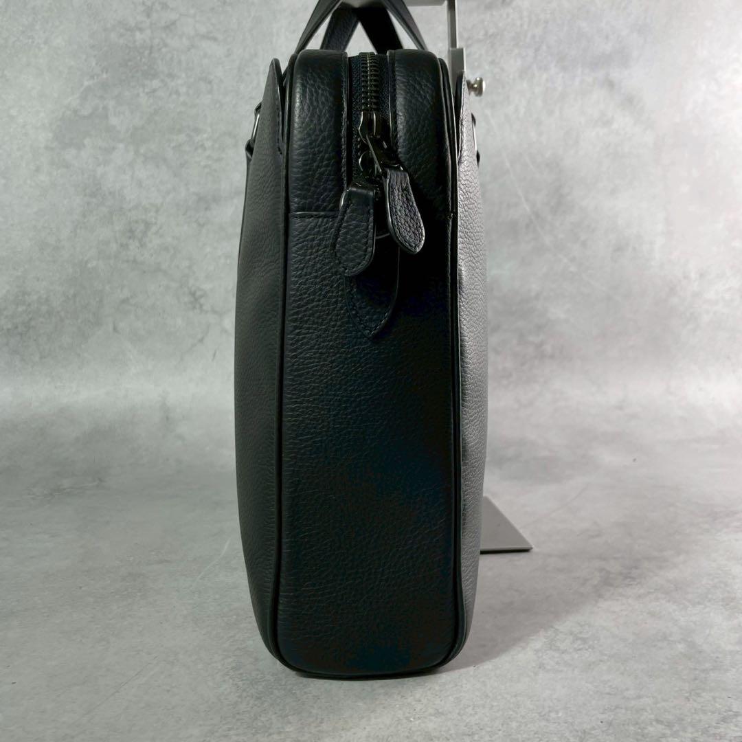 【美品】コーチ グラハム ビジネスバッグ 2way シボ革 A4収納可 ブラック