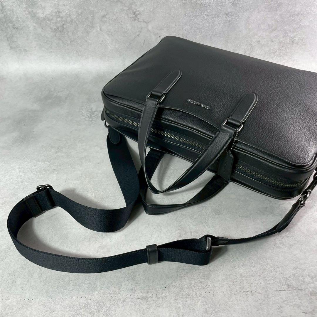 【美品】コーチ グラハム ビジネスバッグ 2way シボ革 A4収納可 ブラック