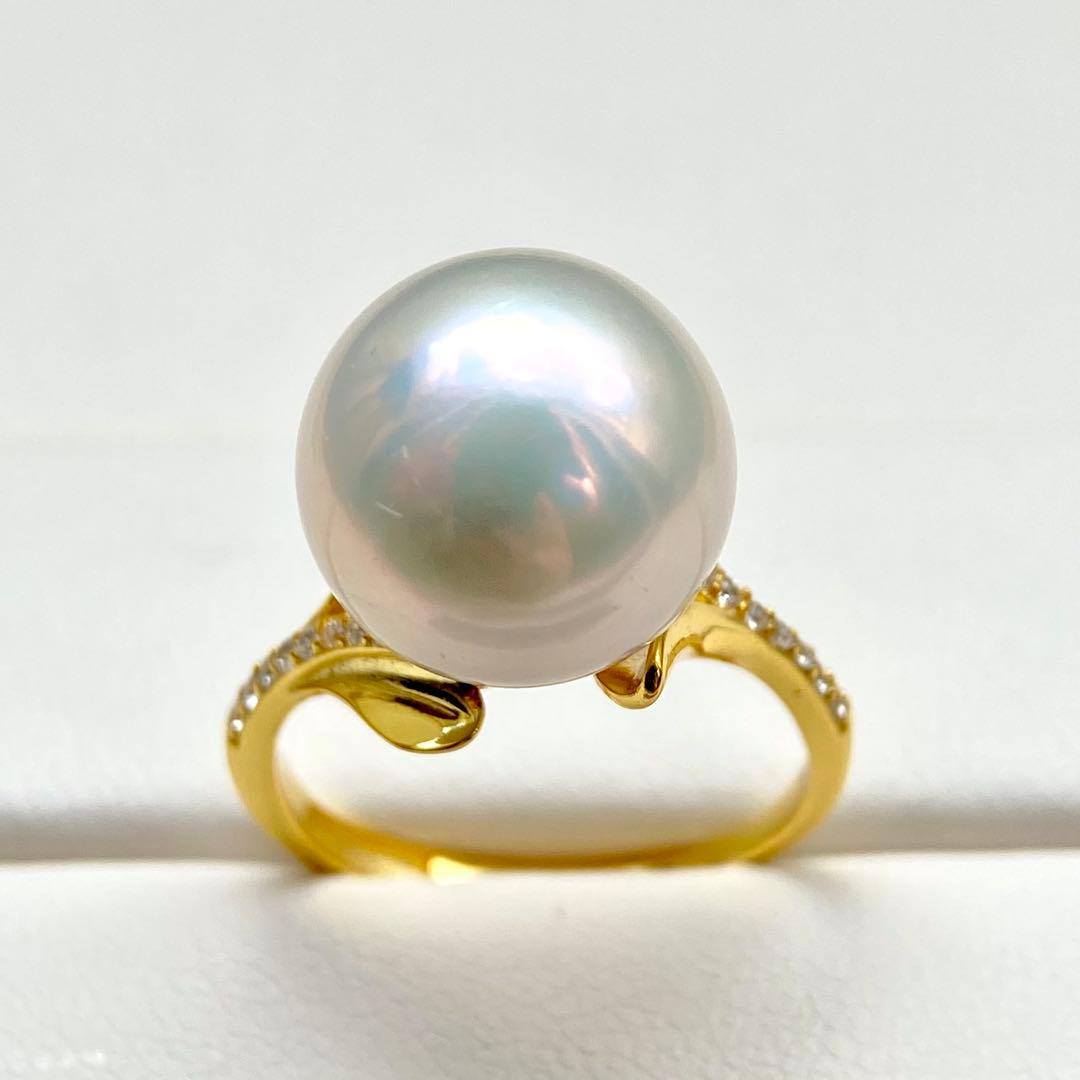 ミルクティエジソンパール　ホワイト13.06㍉大玉s925リングY1033