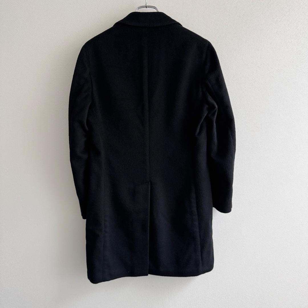 最高級 LARDINI キャメル100% チェスターコート 44 黒 メンズ