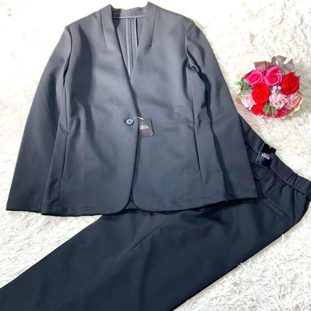 【未使用タグ付☆洗える】レディース パジャマスーツ セットアップ ワイド 黒　M