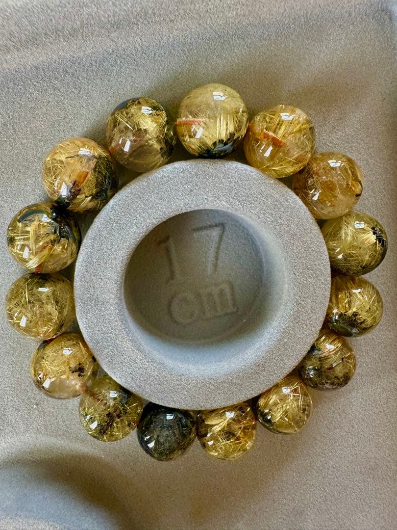 大特価‼️金運強 高品質　太陽放射タイチンルチルブレスレット　ヘマタイト