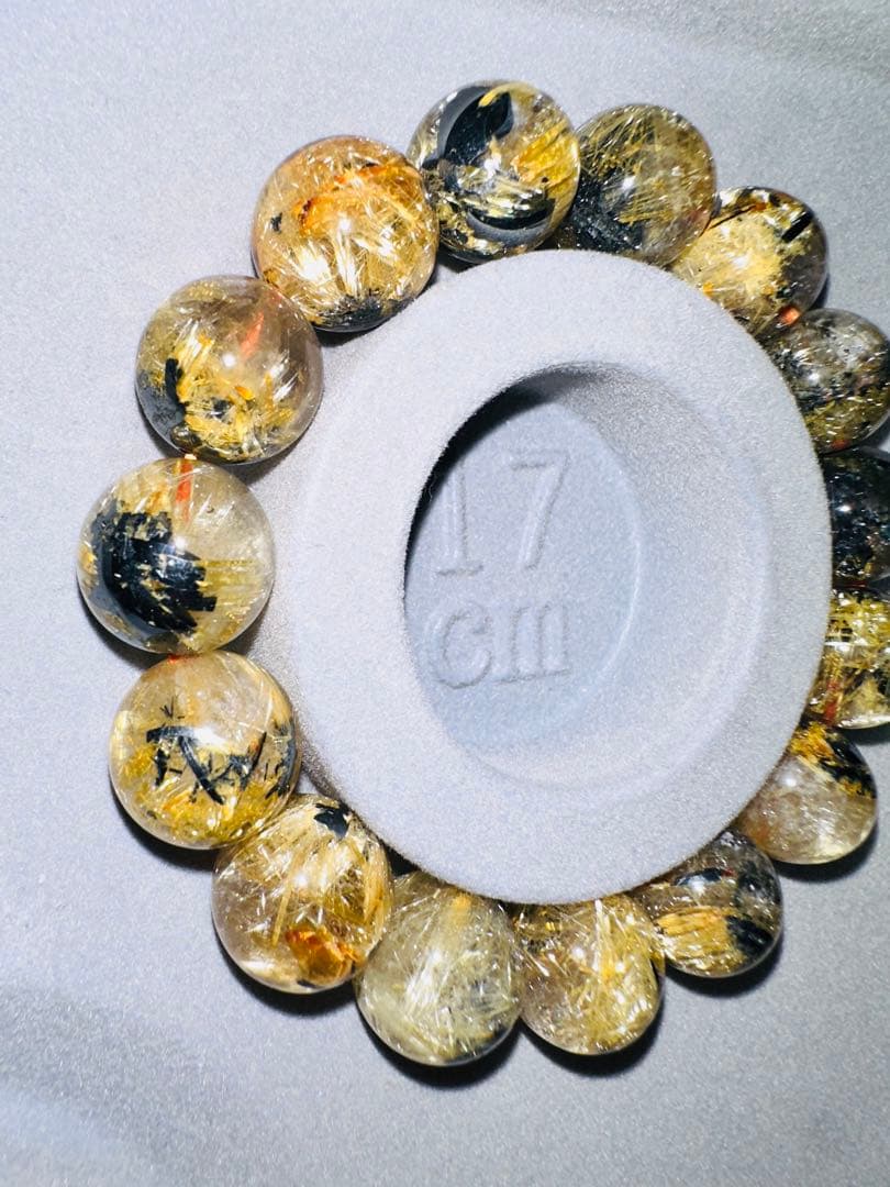 大特価‼️金運強 高品質　太陽放射タイチンルチルブレスレット　ヘマタイト