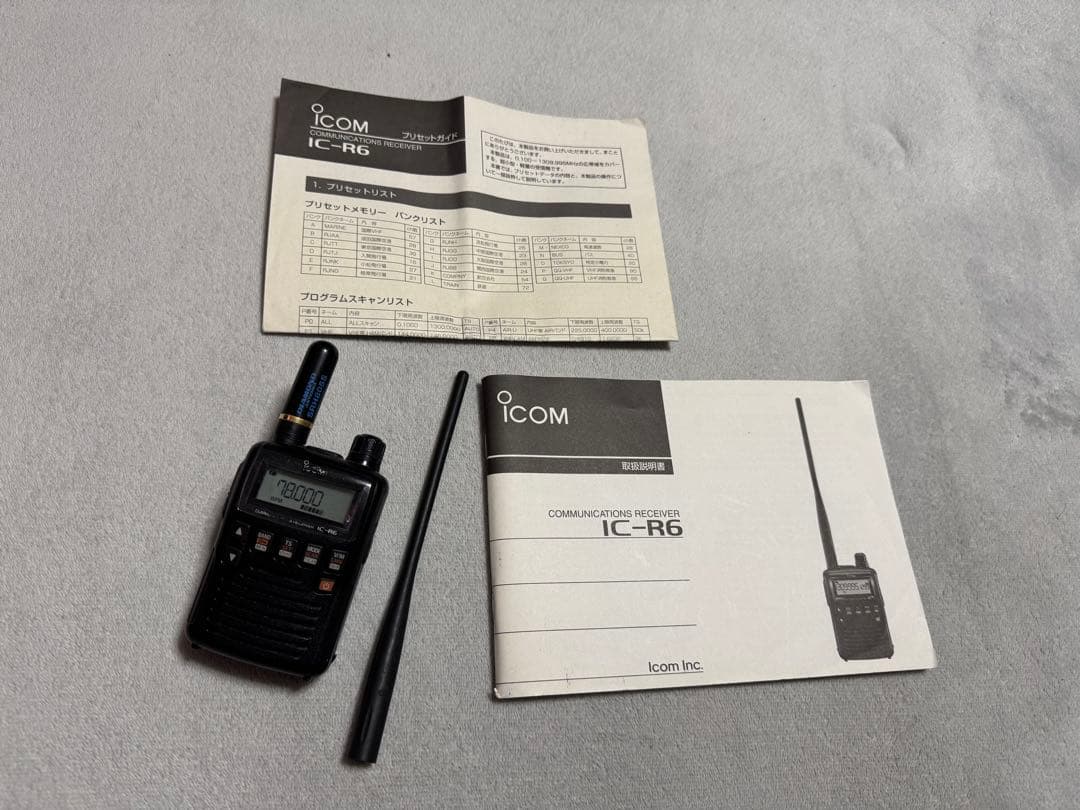 ICOM IC-R6 受信機 SRH805Sアンテナ付き