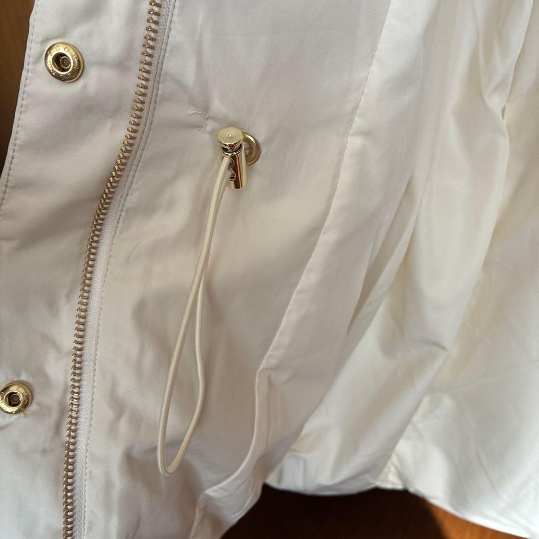 GLOBAL WORK ウツクシルエット撥水ダウンコートフード付き　アイボリーM