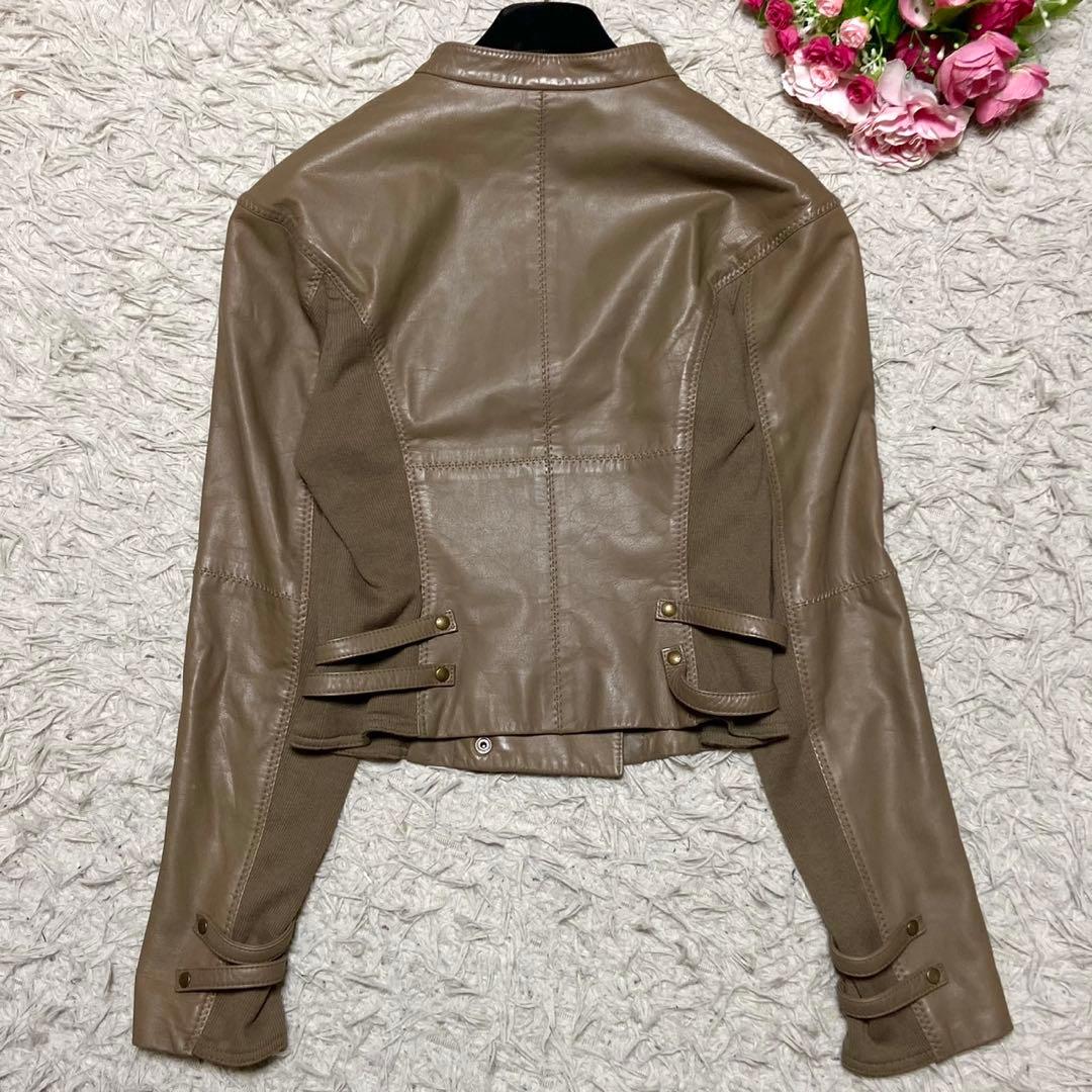 【美品】エポカ レザージャケット ライダース ベージュ サイズL