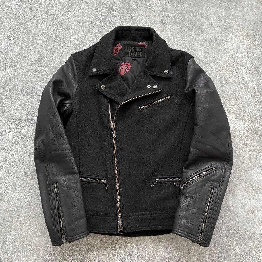 【JACK ROSE】 ローリングストーンズ ダブルライダースジャケット 刺繍