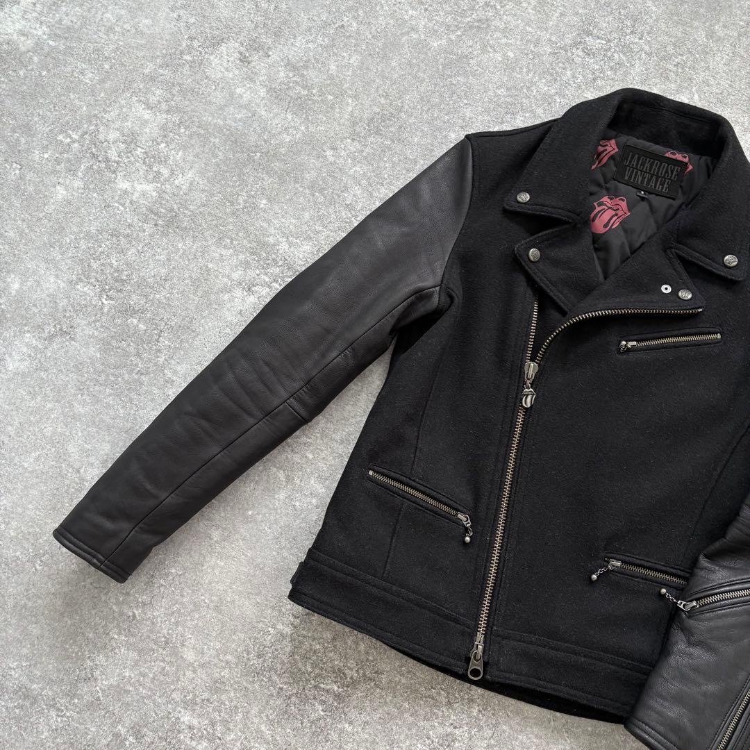 【JACK ROSE】 ローリングストーンズ ダブルライダースジャケット 刺繍