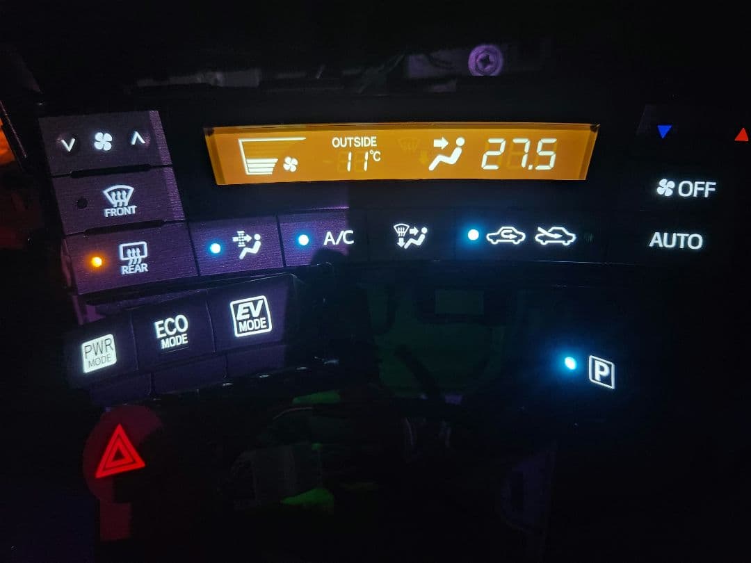 プリウス30エアコンパネル スイッチ 後期 液晶反転 LED打ち替え